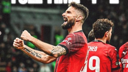 【欧联】吉鲁建功，米兰4-2十人布拉格斯拉维亚